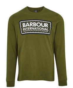 BARBOUR INTERNATIONAL GRID LOGO L/S TEE - VINTAGE GREEN Clothing