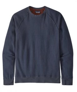 PATAGONIA TRAIL HARBOR CREWNECK SWEATSHIRT - NEW NAVY W/ BARN RED Clothing