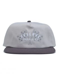 RESERVE SUPPLY COMPANY Hats, Scarves & Gloves CHECKER FLAG 5-PANEL HAT - LIGHT GREY/CHARCOAL