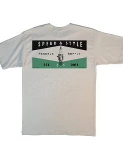 RESERVE SUPPLY COMPANY SPARK PLUG TEE - OFF WHITE & GREEN