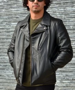 SCHOTT NYC 503 MEN'S LIGHT WEIGHT COWHIDE MOTORCYCLE JACKET - BLACK Clothing