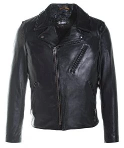 SCHOTT NYC 503 MEN'S LIGHT WEIGHT COWHIDE MOTORCYCLE JACKET - BLACK Clothing