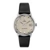 TIMEX 1978 REISSUE DAY-DATE 35MM LEATHER STRAP WATCH - STAINLESS-STEEL / BLACK / SILVER-TONE