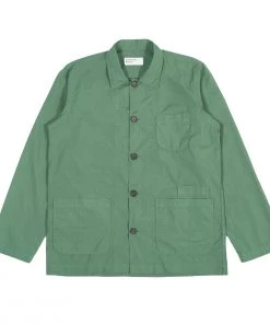 UNIVERSAL WORKS Clothing BAKERS OVERSHIRT - ORGANIC FINE POPLIN GREEN