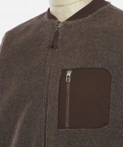 UNIVERSAL WORKS Clothing ZIP JACKET - ROCKET FLEECE BROWN